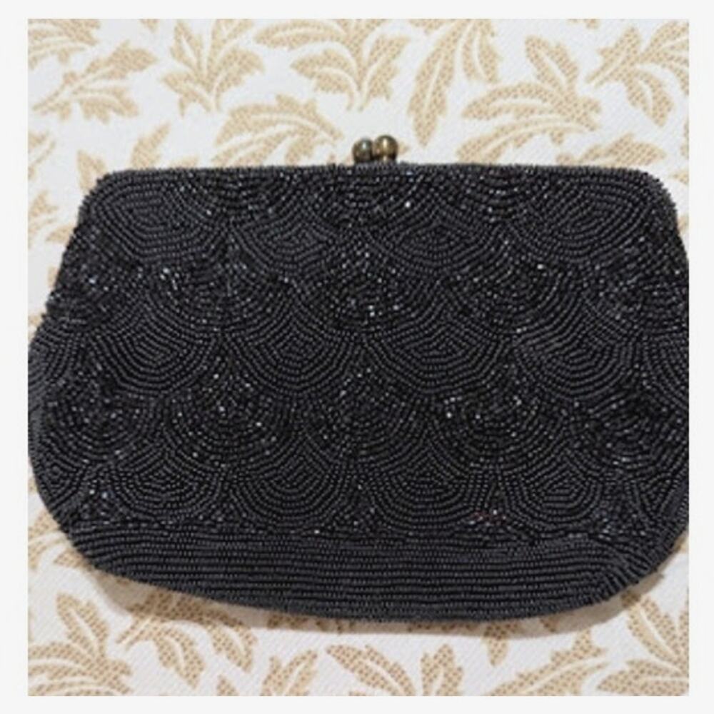 Vintage Walborg black beaded evening clutch made in Belgium by hand mid century - Picture 7 of 7